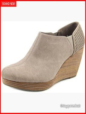 Faux Leather Wedge Ankle Booties with Memory Foam Insole